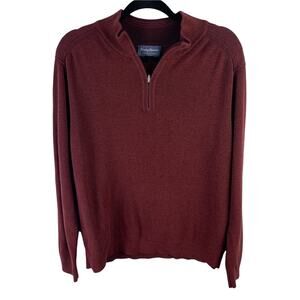 Tommy Bahama 100% Cotton Reversible Maroon 1/4 Zip Collared Top sz XL
